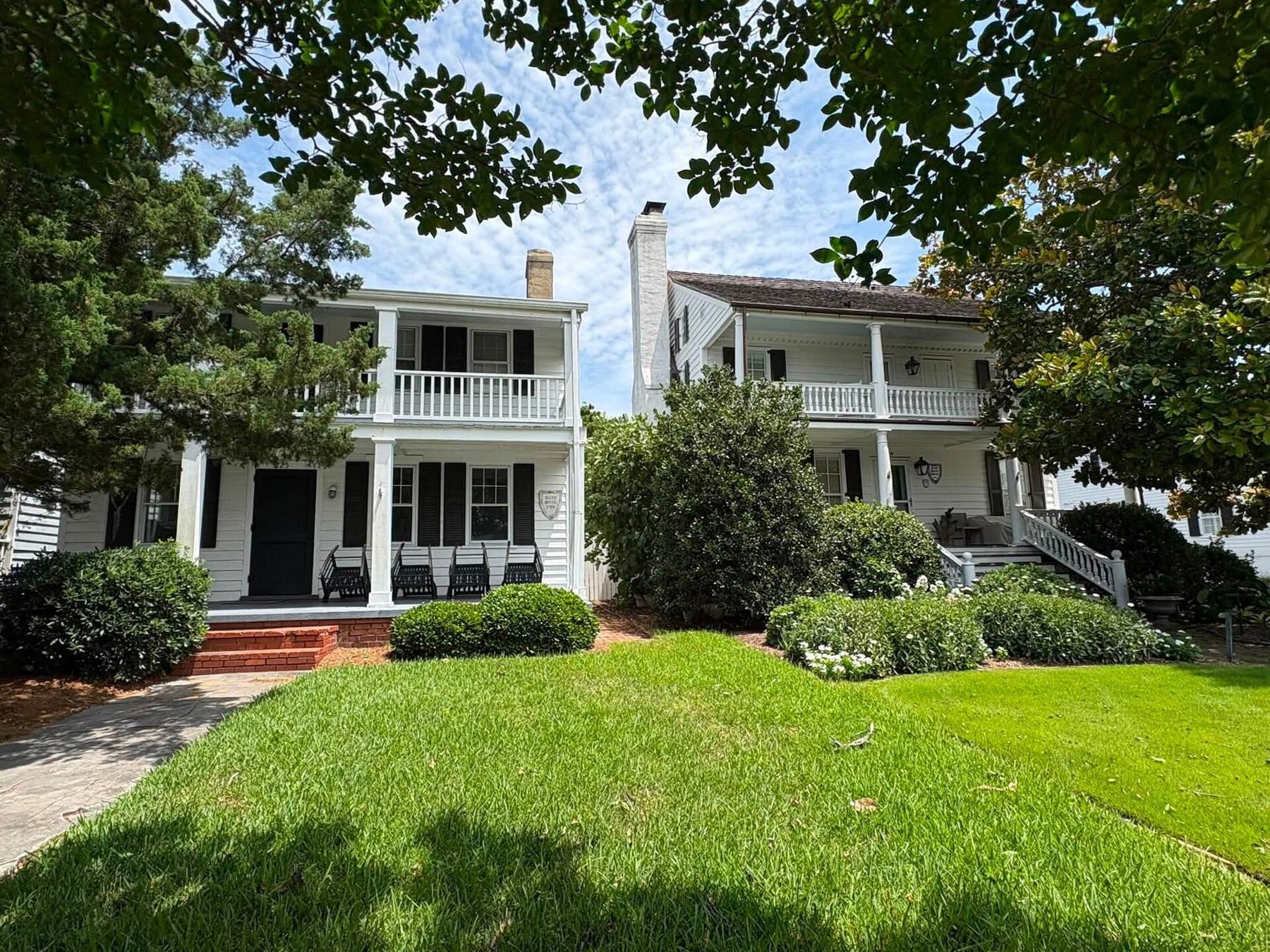 White coastal home with double porches in historic Beaufort